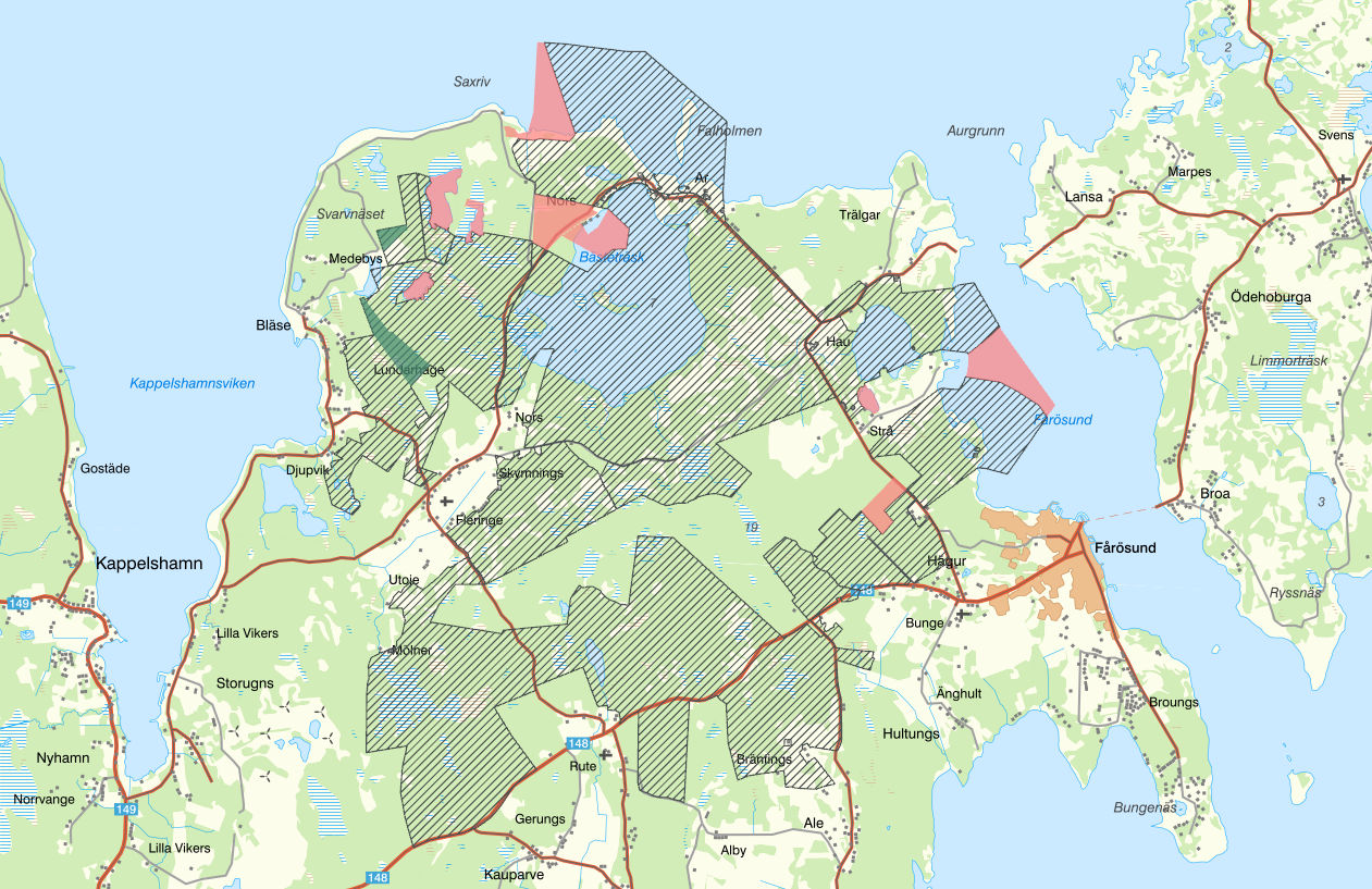 Preliminär nationalparkskarta med uppdaterade gränser.   (Grönt = tillkommande, Rött = borttaget, jämfört med vårens remiss)